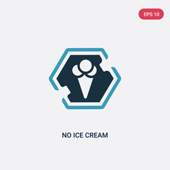 two color no ice cream vector icon from signs concept. isolated blue no ice cream vector sign symbol can be use for web, mobile and logo. eps 10