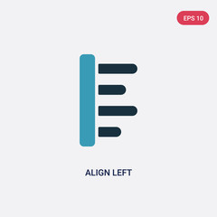 two color align left vector icon from signs concept. isolated blue align left vector sign symbol can be use for web, mobile and logo. eps 10