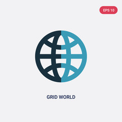 two color grid world vector icon from signs concept. isolated blue grid world vector sign symbol can be use for web, mobile and logo. eps 10