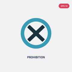 Fototapeta na wymiar two color prohibition vector icon from signs concept. isolated blue prohibition vector sign symbol can be use for web, mobile and logo. eps 10