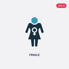 two color female vector icon from signs concept. isolated blue female vector sign symbol can be use for web, mobile and logo. eps 10