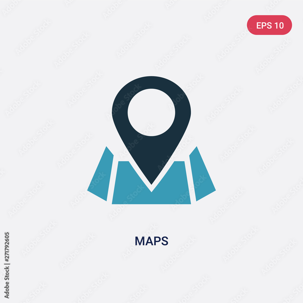 Poster two color maps vector icon from signs concept. isolated blue maps vector sign symbol can be use for 