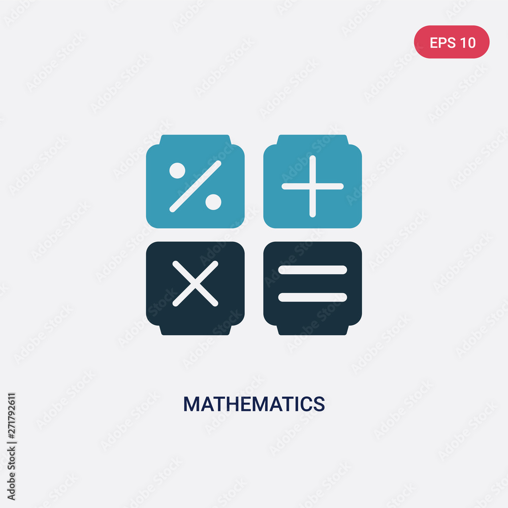 Poster two color mathematics vector icon from signs concept. isolated blue mathematics vector sign symbol c