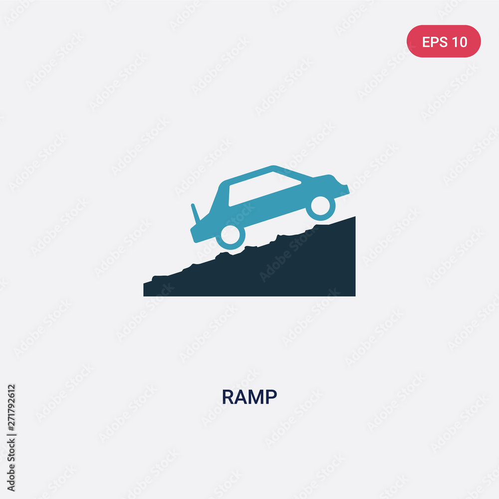 Poster two color ramp vector icon from signs concept. isolated blue ramp vector sign symbol can be use for 