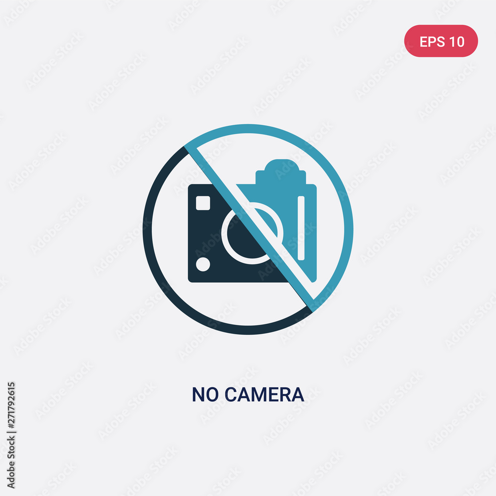 Poster two color no camera vector icon from signs concept. isolated blue no camera vector sign symbol can b