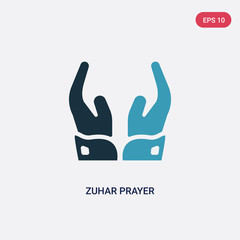 Fototapeta premium two color zuhar prayer vector icon from signs concept. isolated blue zuhar prayer vector sign symbol can be use for web, mobile and logo. eps 10
