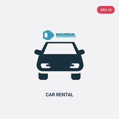 two color car rental vector icon from signs concept. isolated blue car rental vector sign symbol can be use for web, mobile and logo. eps 10