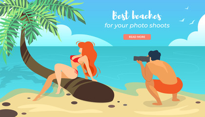 Man Make Photo of Girl in Bikini Posing on Seaside
