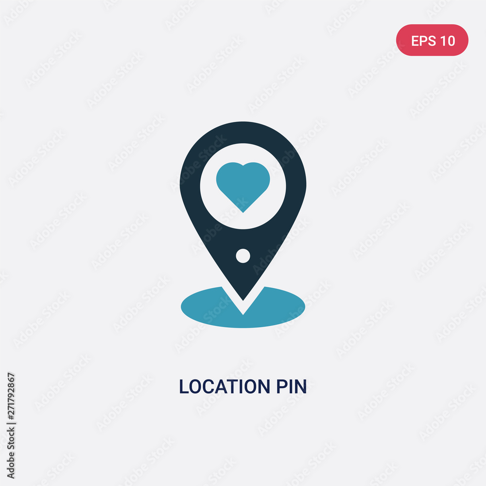 Poster two color location pin vector icon from signs concept. isolated blue location pin vector sign symbol