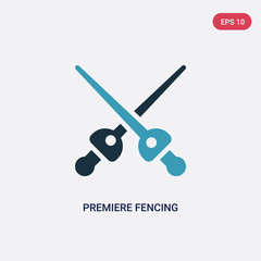 two color premiere fencing vector icon from signs concept. isolated blue premiere fencing vector sign symbol can be use for web, mobile and logo. eps 10