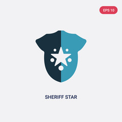two color sheriff star vector icon from signs concept. isolated blue sheriff star vector sign symbol can be use for web, mobile and logo. eps 10