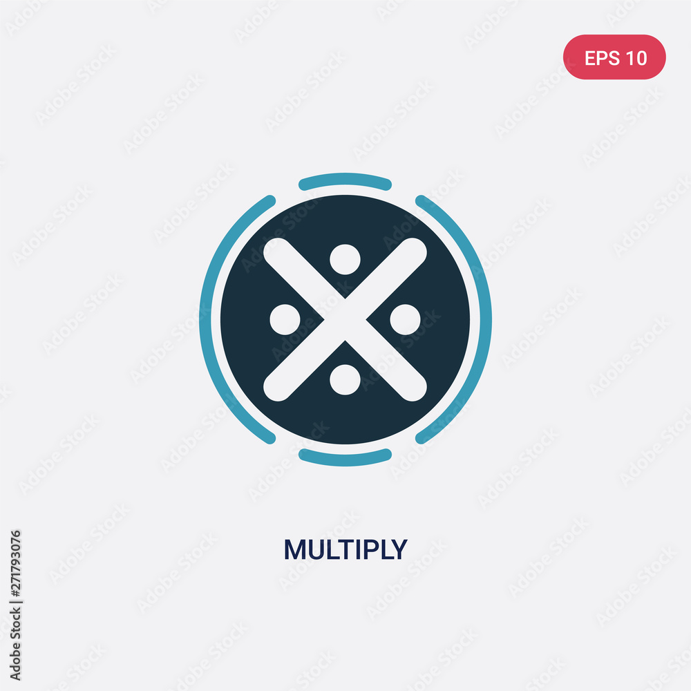 Poster two color multiply vector icon from signs concept. isolated blue multiply vector sign symbol can be 