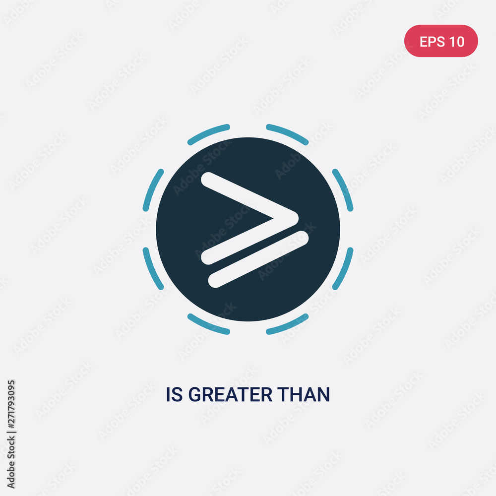 Poster two color is greater than vector icon from signs concept. isolated blue is greater than vector sign 