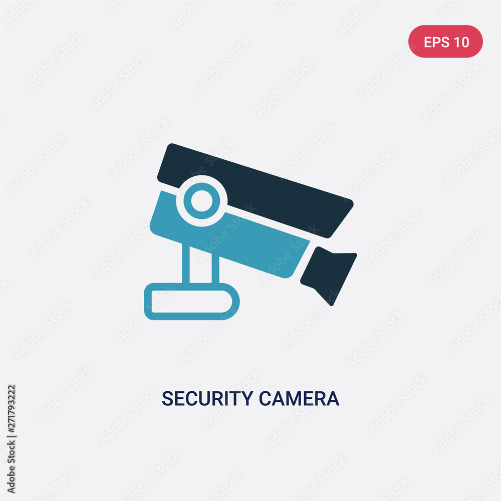 Poster two color security camera vector icon from smart house concept. isolated blue security camera vector