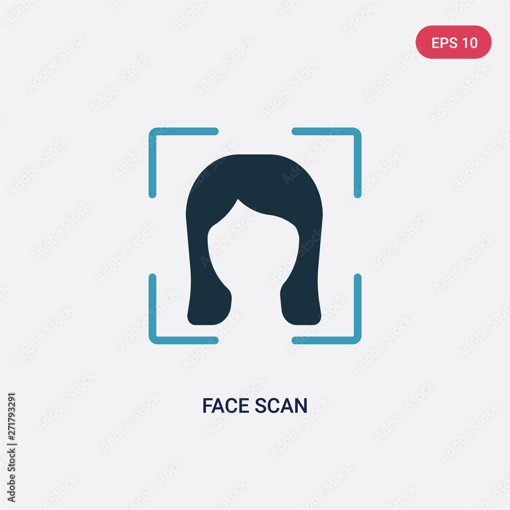 Poster two color face scan vector icon from smart house concept. isolated blue face scan vector sign symbol