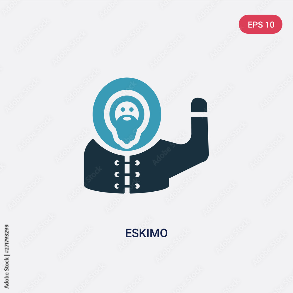 Poster two color eskimo vector icon from smileys concept. isolated blue eskimo vector sign symbol can be us