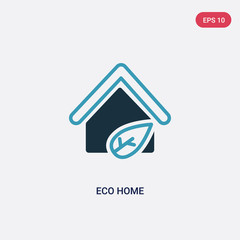 two color eco home vector icon from smart house concept. isolated blue eco home vector sign symbol can be use for web, mobile and logo. eps 10