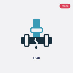 two color leak vector icon from smart house concept. isolated blue leak vector sign symbol can be use for web, mobile and logo. eps 10