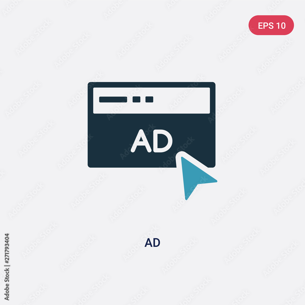 Poster two color ad vector icon from social media concept. isolated blue ad vector sign symbol can be use f