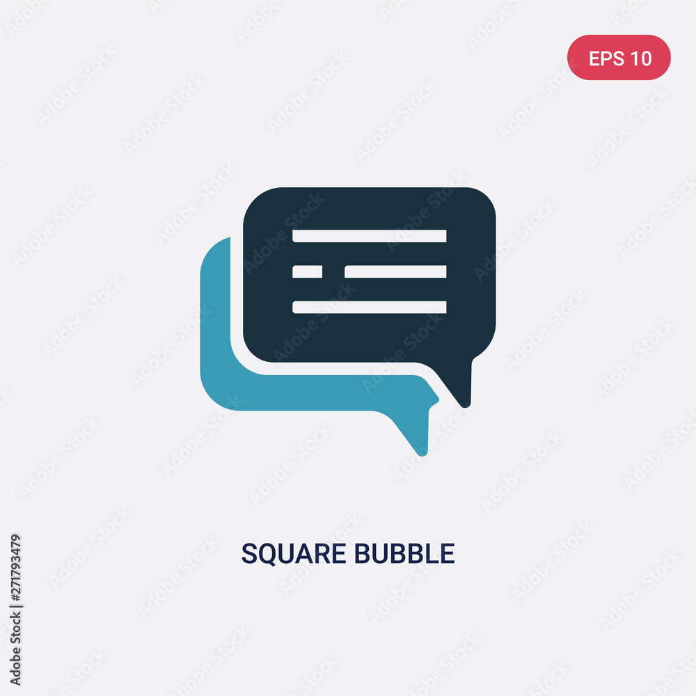Poster two color square bubble vector icon from social concept. isolated blue square bubble vector sign sym