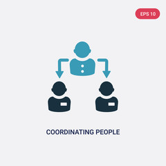 two color coordinating people vector icon from social concept. isolated blue coordinating people vector sign symbol can be use for web, mobile and logo. eps 10
