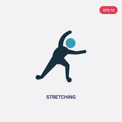 two color stretching vector icon from sports concept. isolated blue stretching vector sign symbol can be use for web, mobile and logo. eps 10