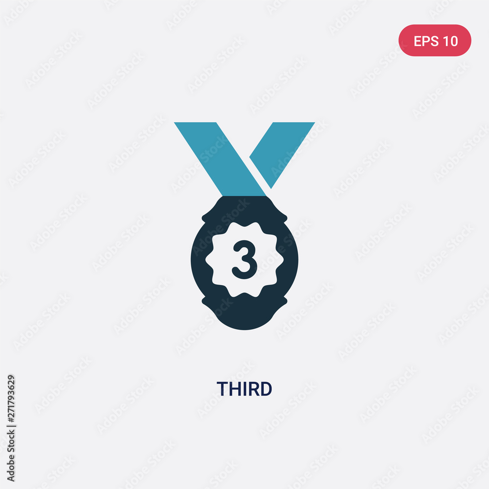 Poster two color third vector icon from sports concept. isolated blue third vector sign symbol can be use f