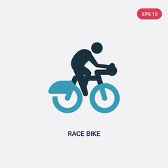 Fototapeta premium two color race bike vector icon from sports concept. isolated blue race bike vector sign symbol can be use for web, mobile and logo. eps 10