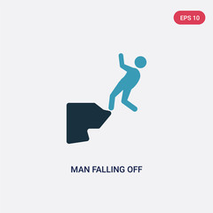 two color man falling off a precipice vector icon from sports concept. isolated blue man falling off a precipice vector sign symbol can be use for web, mobile and logo. eps 10