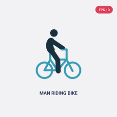 two color man riding bike vector icon from sports concept. isolated blue man riding bike vector sign symbol can be use for web, mobile and logo. eps 10