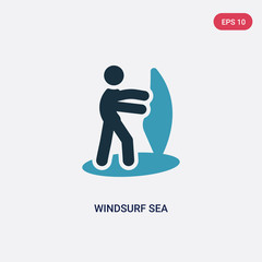 two color windsurf sea vector icon from sports concept. isolated blue windsurf sea vector sign symbol can be use for web, mobile and logo. eps 10