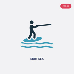 two color surf sea vector icon from sports concept. isolated blue surf sea vector sign symbol can be use for web, mobile and logo. eps 10