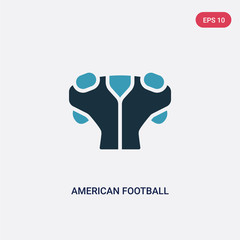 two color american football player black t shirt cloth vector icon from sports concept. isolated blue american football player black t shirt cloth vector sign symbol can be use for web, mobile and