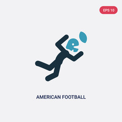 Fototapeta na wymiar two color american football player catching the ball vector icon from sports concept. isolated blue american football player catching the ball vector sign symbol can be use for web, mobile and logo.