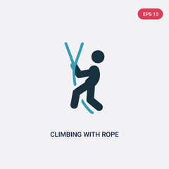 two color climbing with rope vector icon from sports concept. isolated blue climbing with rope vector sign symbol can be use for web, mobile and logo. eps 10
