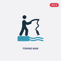 two color fishing man vector icon from sports concept. isolated blue fishing man vector sign symbol can be use for web, mobile and logo. eps 10