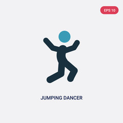 Naklejka premium two color jumping dancer vector icon from sports concept. isolated blue jumping dancer vector sign symbol can be use for web, mobile and logo. eps 10