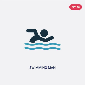 two color swimming man vector icon from sports concept. isolated blue swimming man vector sign symbol can be use for web, mobile and logo. eps 10