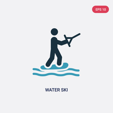two color water ski vector icon from sports concept. isolated blue water ski vector sign symbol can be use for web, mobile and logo. eps 10