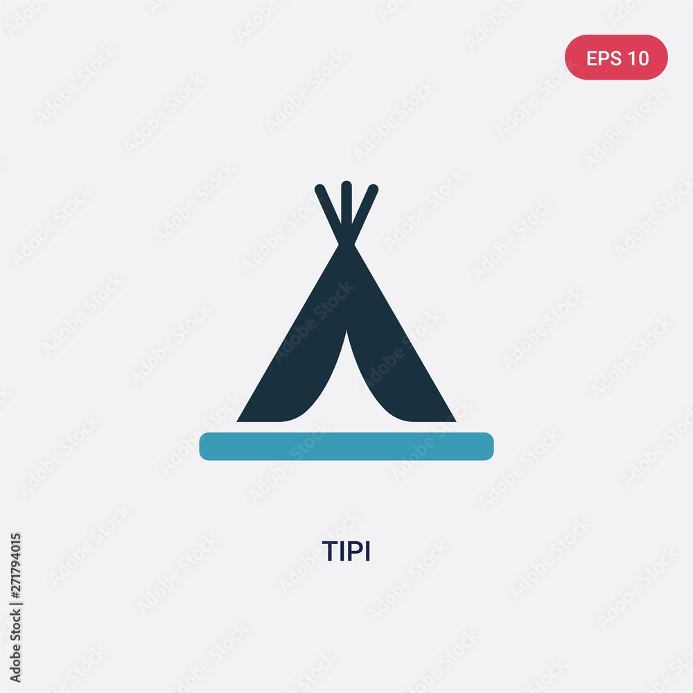 Poster two color tipi vector icon from stone age concept. isolated blue tipi vector sign symbol can be use 