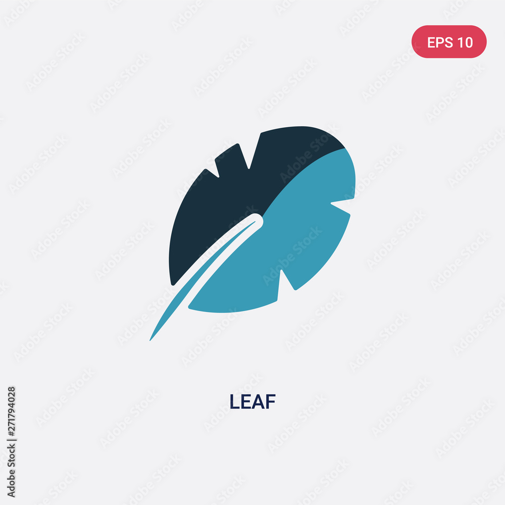 Poster two color leaf vector icon from stone age concept. isolated blue leaf vector sign symbol can be use 