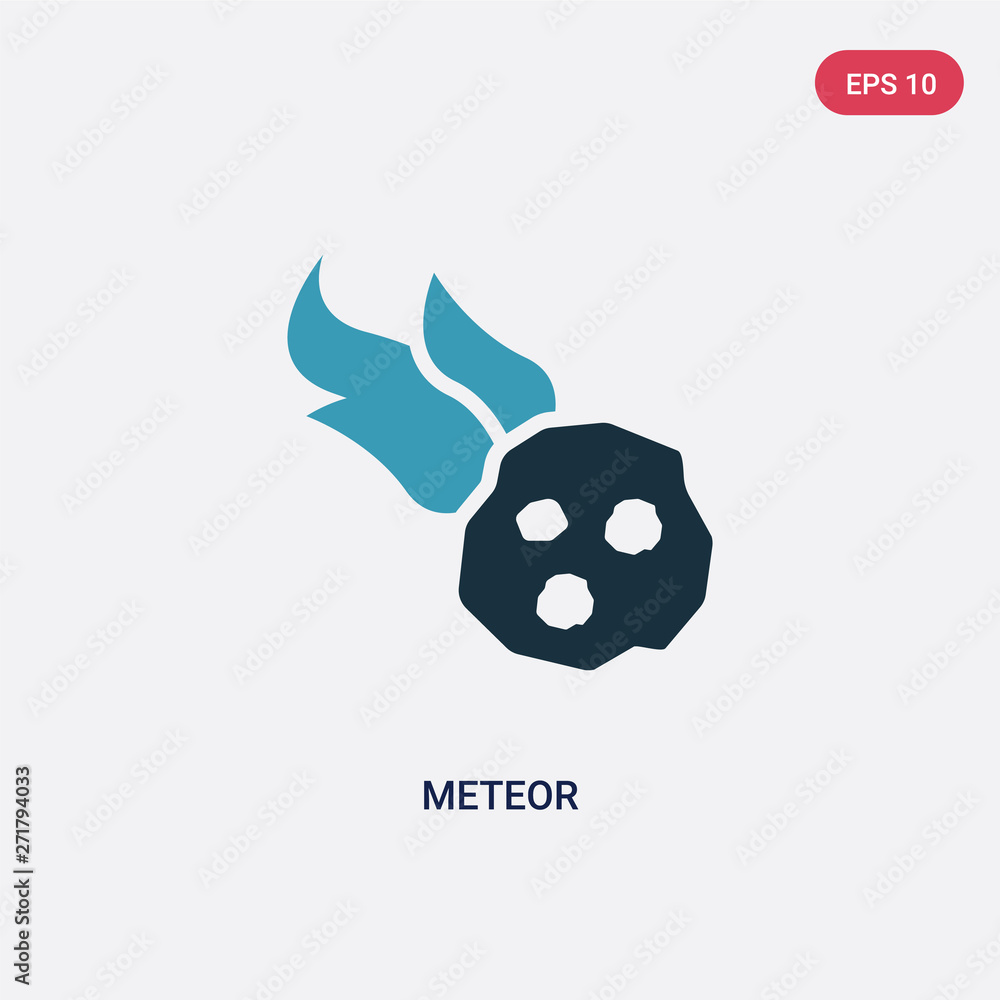Poster two color meteor vector icon from stone age concept. isolated blue meteor vector sign symbol can be 