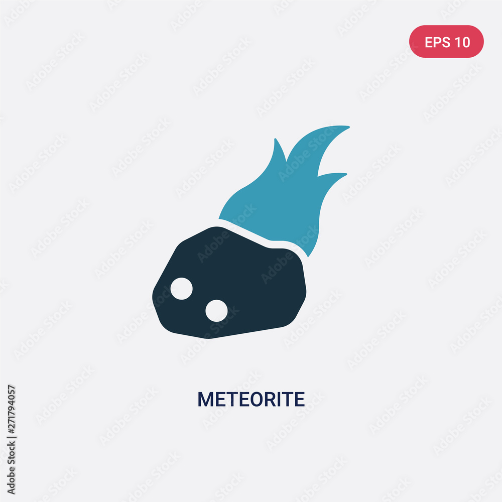 Poster two color meteorite vector icon from stone age concept. isolated blue meteorite vector sign symbol c