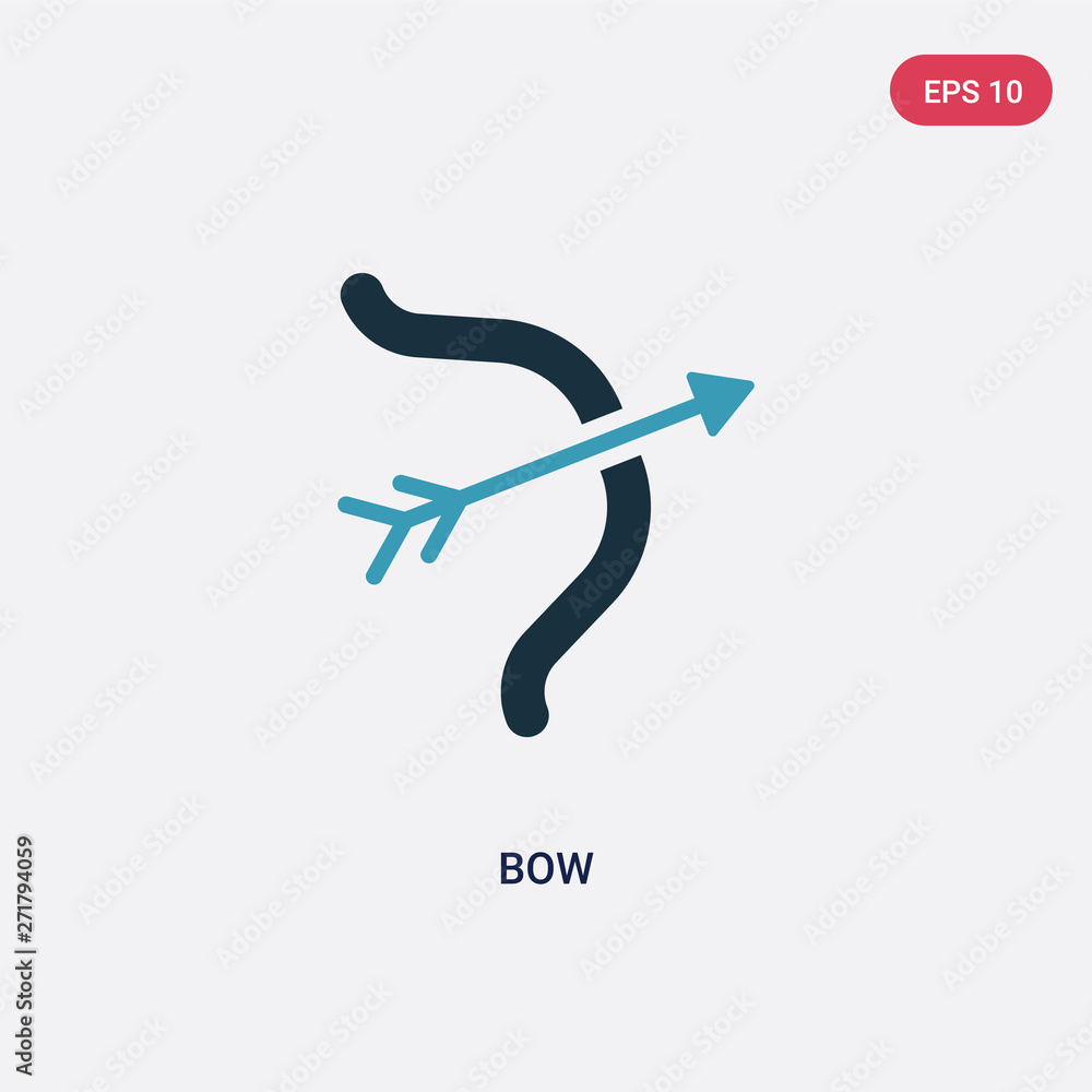 Poster two color bow vector icon from stone age concept. isolated blue bow vector sign symbol can be use fo