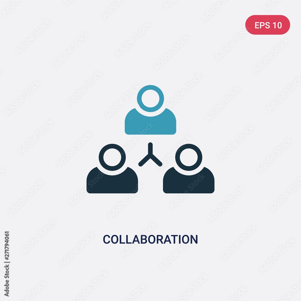 Poster two color collaboration vector icon from strategy concept. isolated blue collaboration vector sign s