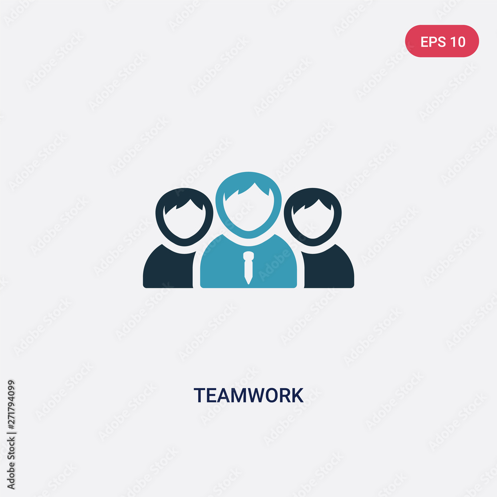 Poster two color teamwork vector icon from strategy concept. isolated blue teamwork vector sign symbol can 