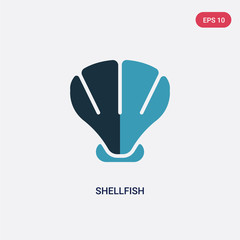two color shellfish vector icon from stone age concept. isolated blue shellfish vector sign symbol can be use for web, mobile and logo. eps 10