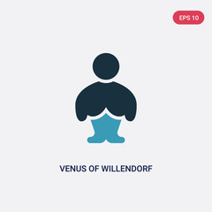 two color venus of willendorf vector icon from stone age concept. isolated blue venus of willendorf vector sign symbol can be use for web, mobile and logo. eps 10
