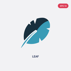two color leaf vector icon from stone age concept. isolated blue leaf vector sign symbol can be use for web, mobile and logo. eps 10