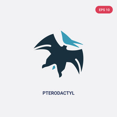 two color pterodactyl vector icon from stone age concept. isolated blue pterodactyl vector sign symbol can be use for web, mobile and logo. eps 10